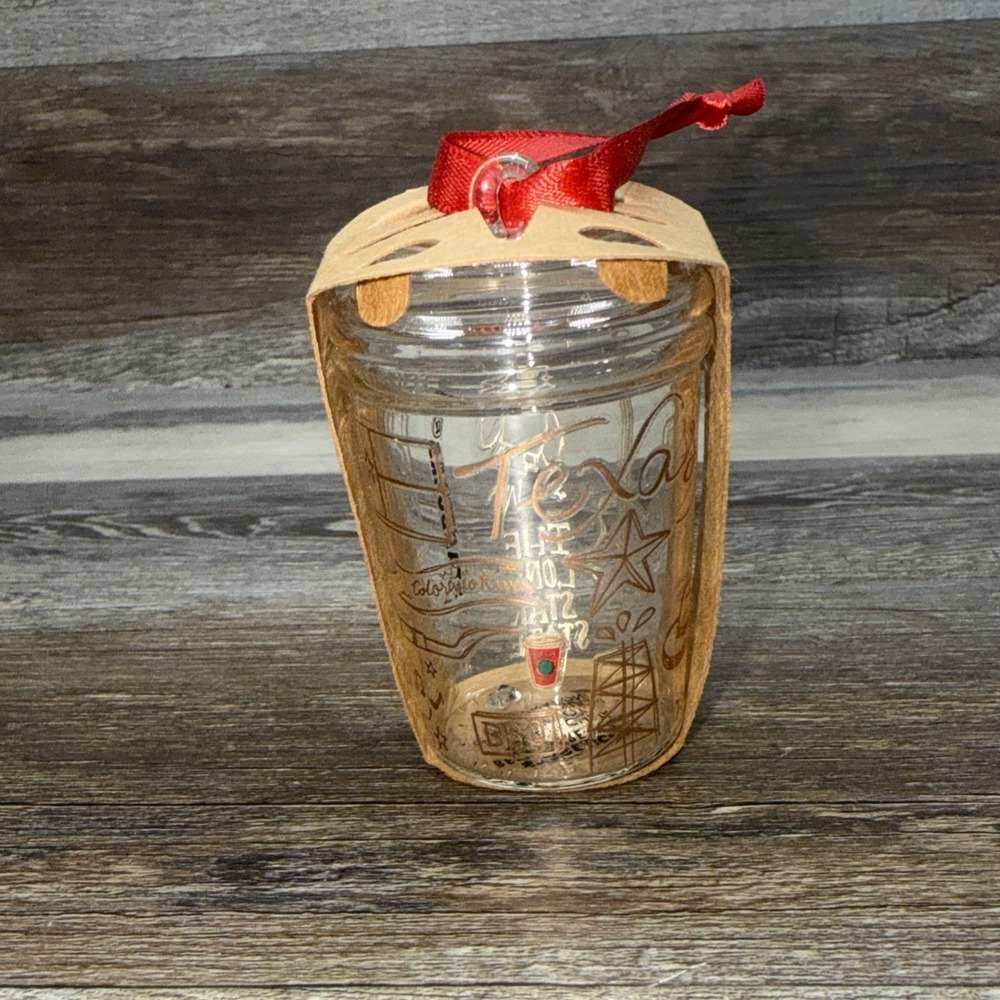 Starbucks 2021 Texas Glass Been There Series Cup Mug Christmas Ornament - NEW